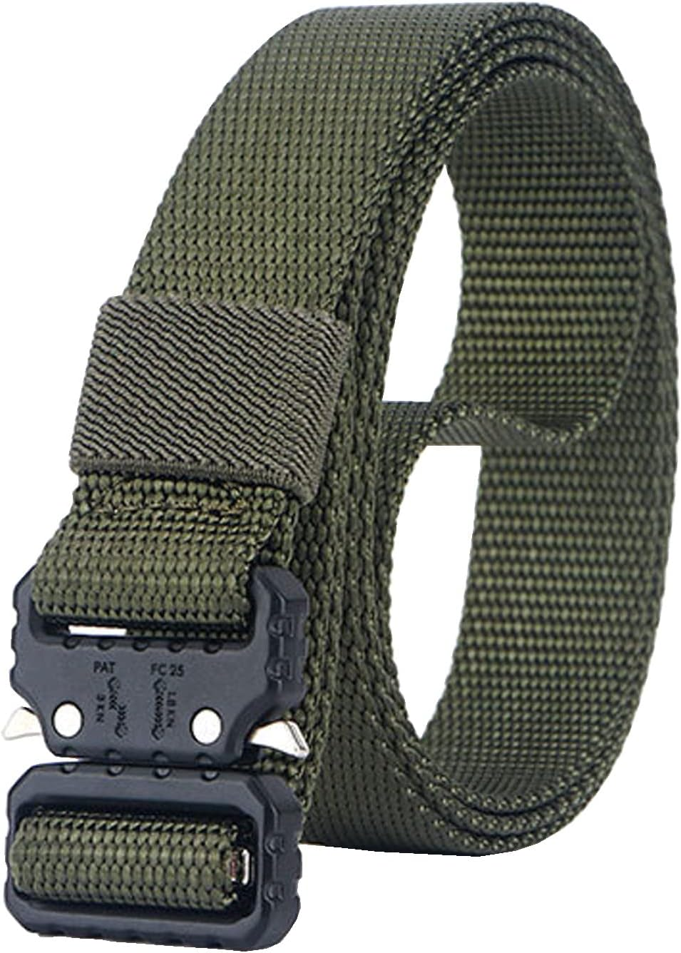 QAZSE 1 Inch Nylon Tactical Belt Quick Release Metal Buckle Heavy Duty Military Sports Skinny Webbing Work Belts for Men