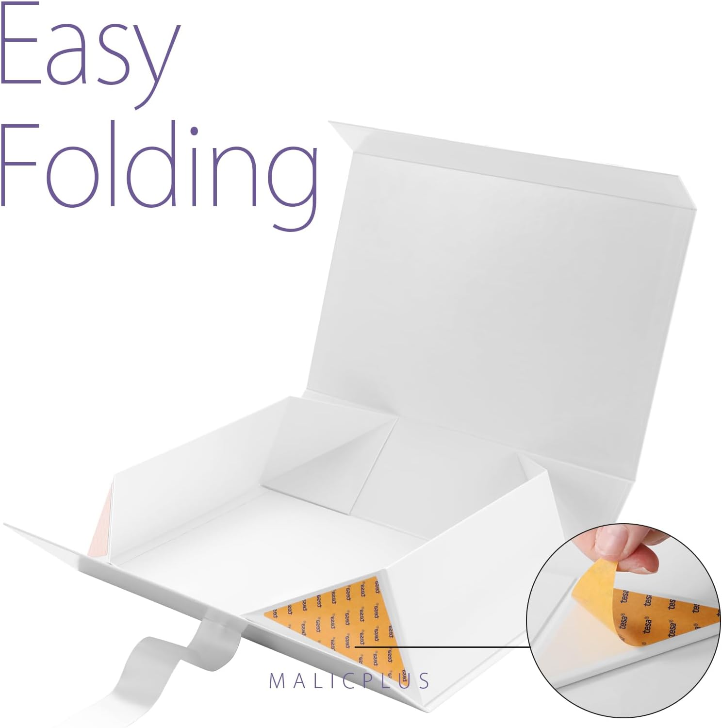 MALICPLUS Large Gift Box with Ribbon 34X22.5X10 CM, White Bridesmaid Proposal Box, Luxury Magnetic Gift Box for Valentine Day (Glossy) image number 4