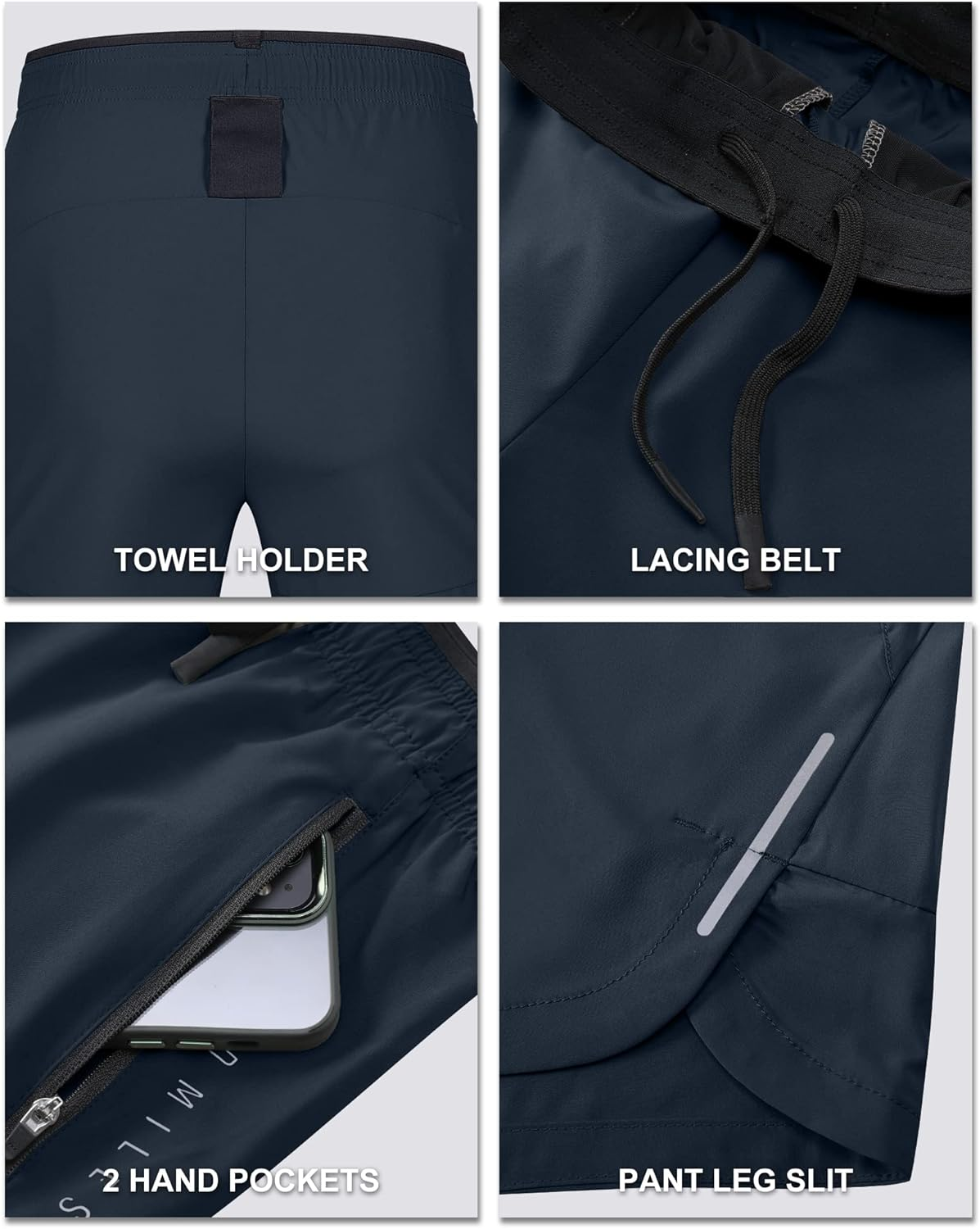 33,000Ft Men'S Blue Athletic Shorts with Pockets, Breathable, Drawstring Closure, Mid Rise, 3 Inch Inseam, Running, Gym, Training