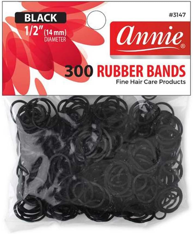 Annie 300 Rubber Bands Small One Size 1/2' Black
