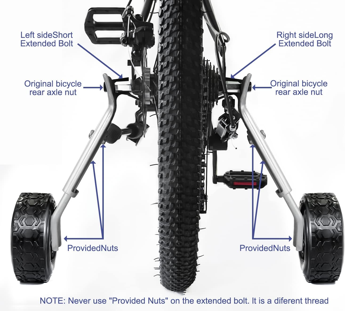 MOSHAY Roll over Image to Zoom in Bicycle Training Wheels Fits 16 18 20 22 24 Inch Kids Variable Bike(Black) image number 6