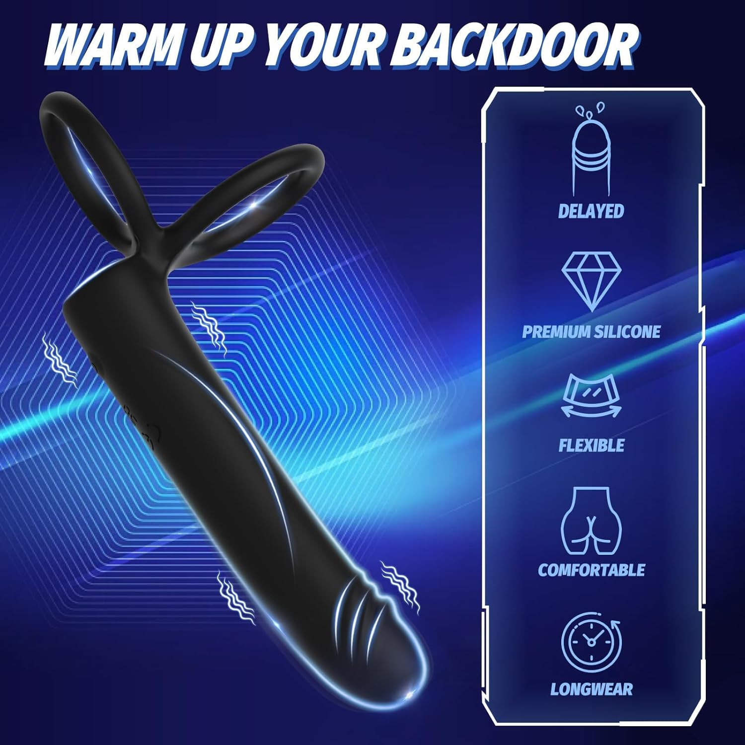 Anal Dildo Vibrator Sex Toys for Men, Strap-On Dildo Butt Plug with Vibrating Cock Ring, Male Penis Vibrator with 10 Vibration Modes, Double Penetration Pleasure for Men and Couples Adult Sex Toys image number 3