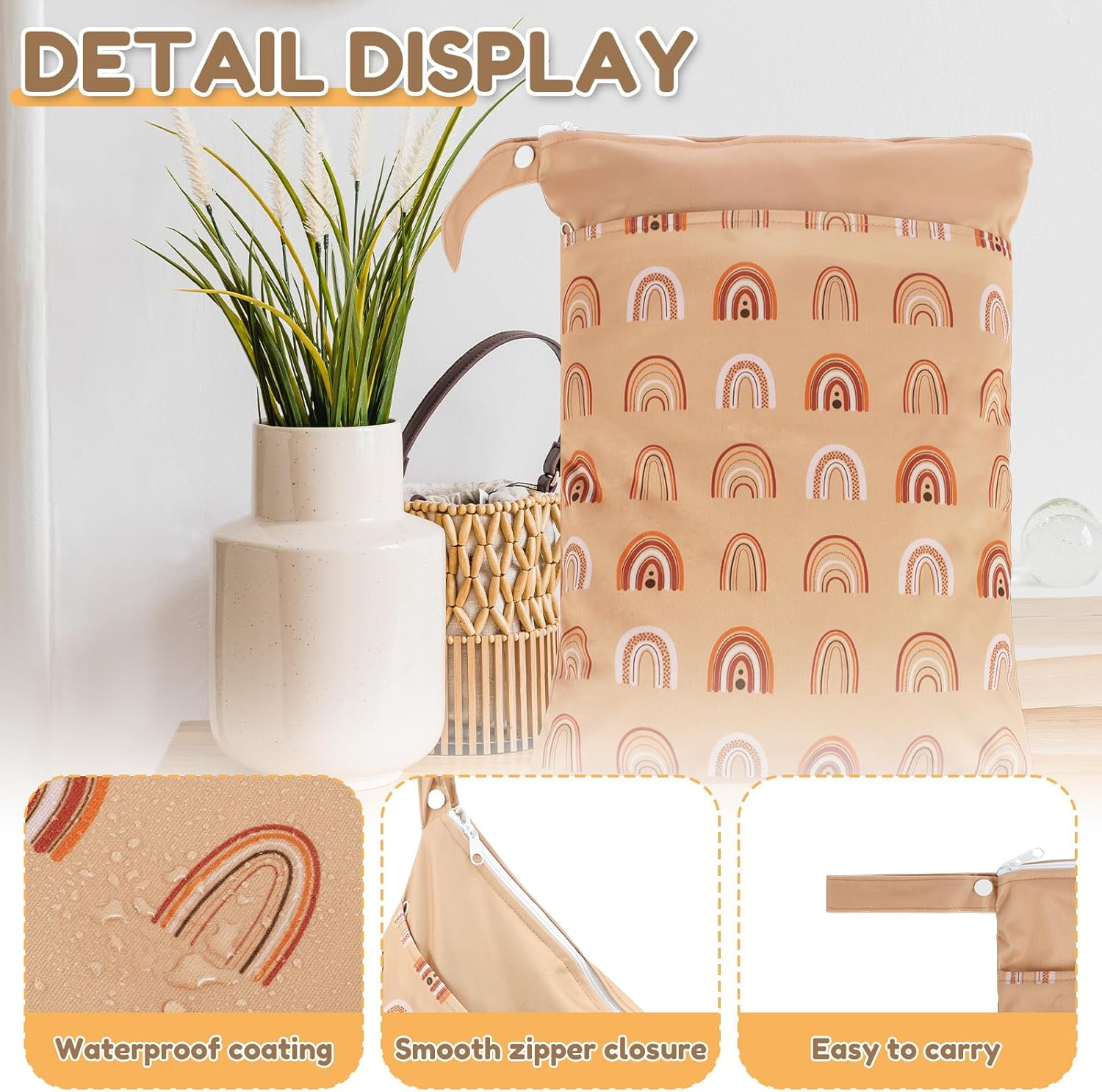 Reusable Wet Bag,Waterproof Bags,Travel Laundry Bag,Wet Dry Bags Waterproof Reusable Bag Pockets Portable Cloth Diaper Wet Dry Bags Multifunctional Laundry