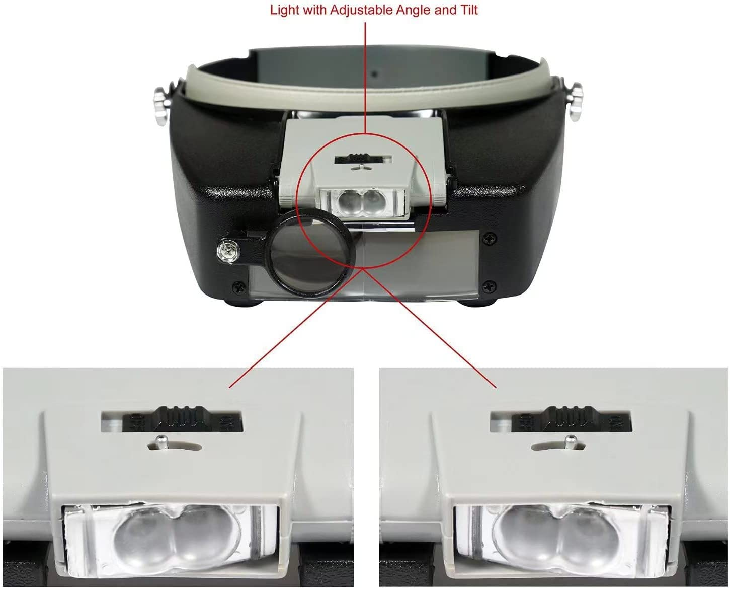 Professional Headband Magnifier - Magnifying Glass Hand-Free Loupe with LED Light for Reading,Watch Repair,Crafts,Jewelry Close Work image number 6