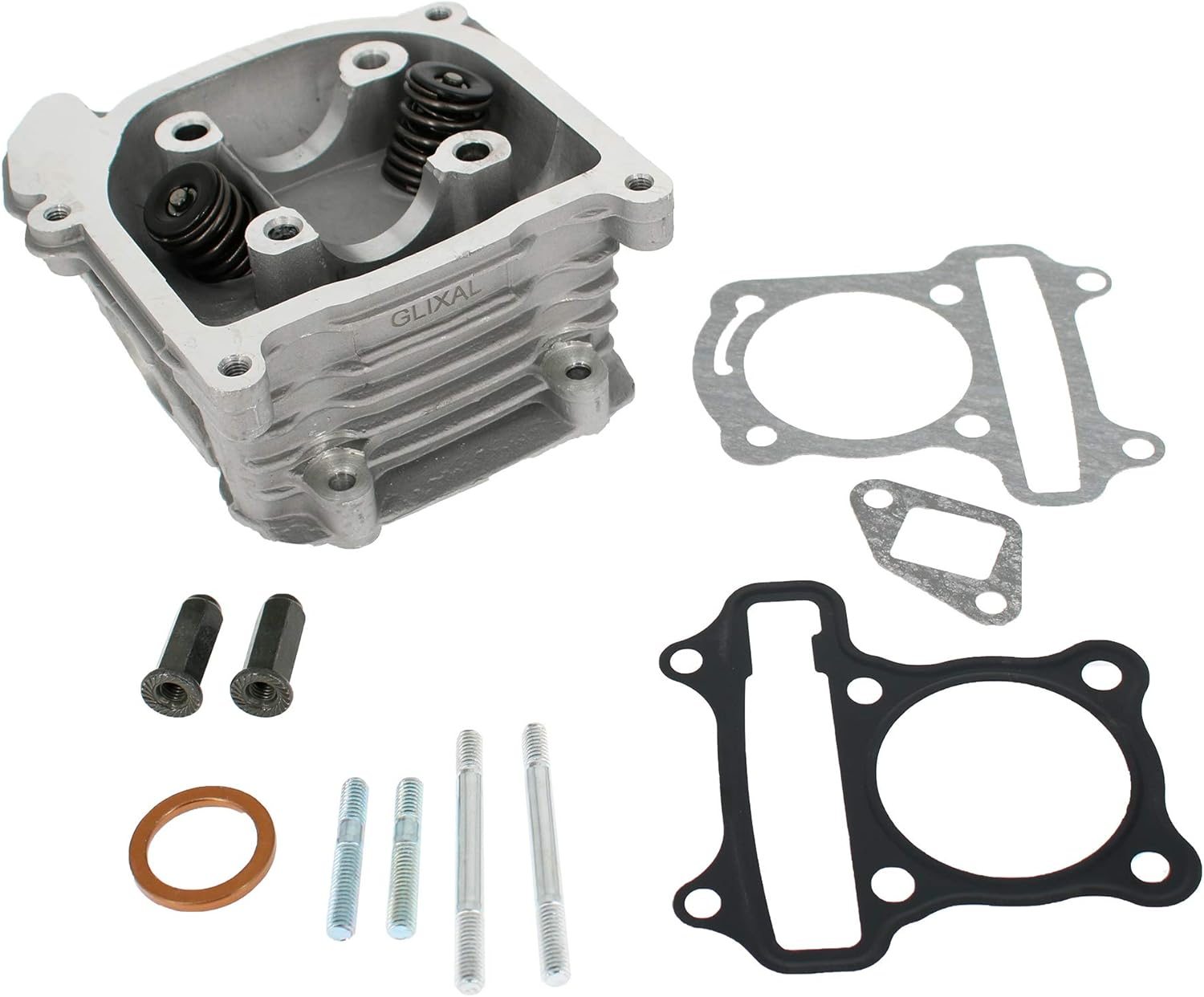 Glixal ATGT-52MM GY6 49Cc 50Cc to 105Cc Engine 52Mm Racing Cylinder Head Assy with Big Valves for 139QMB 139QMA Chinese Scooter Moped ATV Go Kart Quad (Non EGR, 23Mm Big Valve Type) image number 3