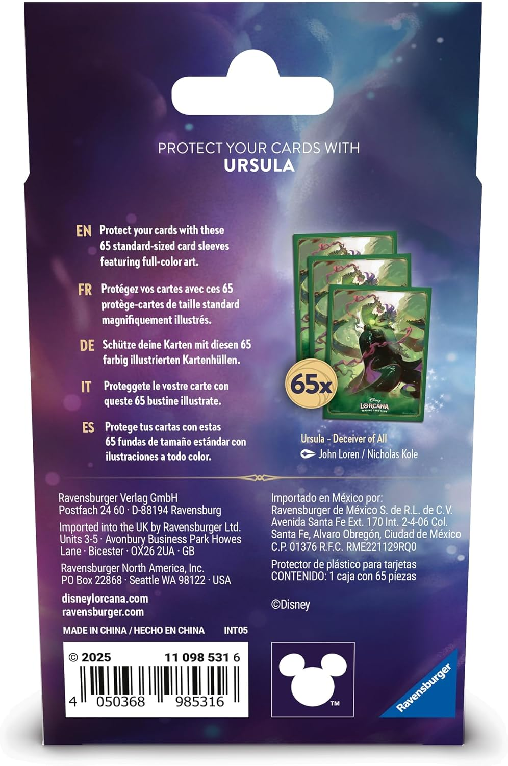 Ravensburger Disney Lorcana S7 Archazia'S Island Sleeves: Ursula &ndash; Deceiver of All image number 5