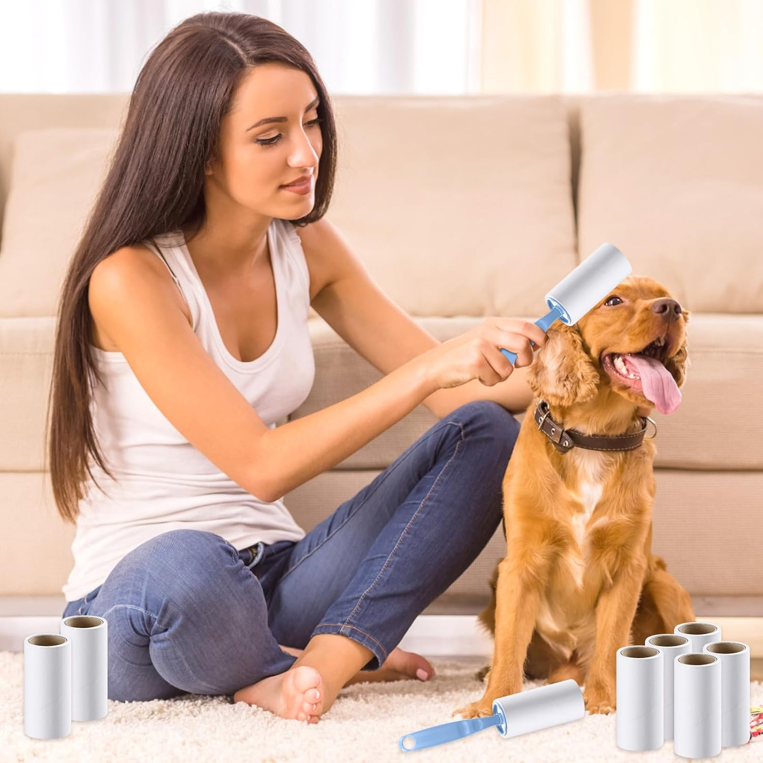 Lint Roller Refills Set, 10 Rolls Adhesive Roller, Pet Hair Remover Lint Rollers, Extra Sticky Adhesive Roll for Removing Lint and Cat Dog Pet Hair image number 5