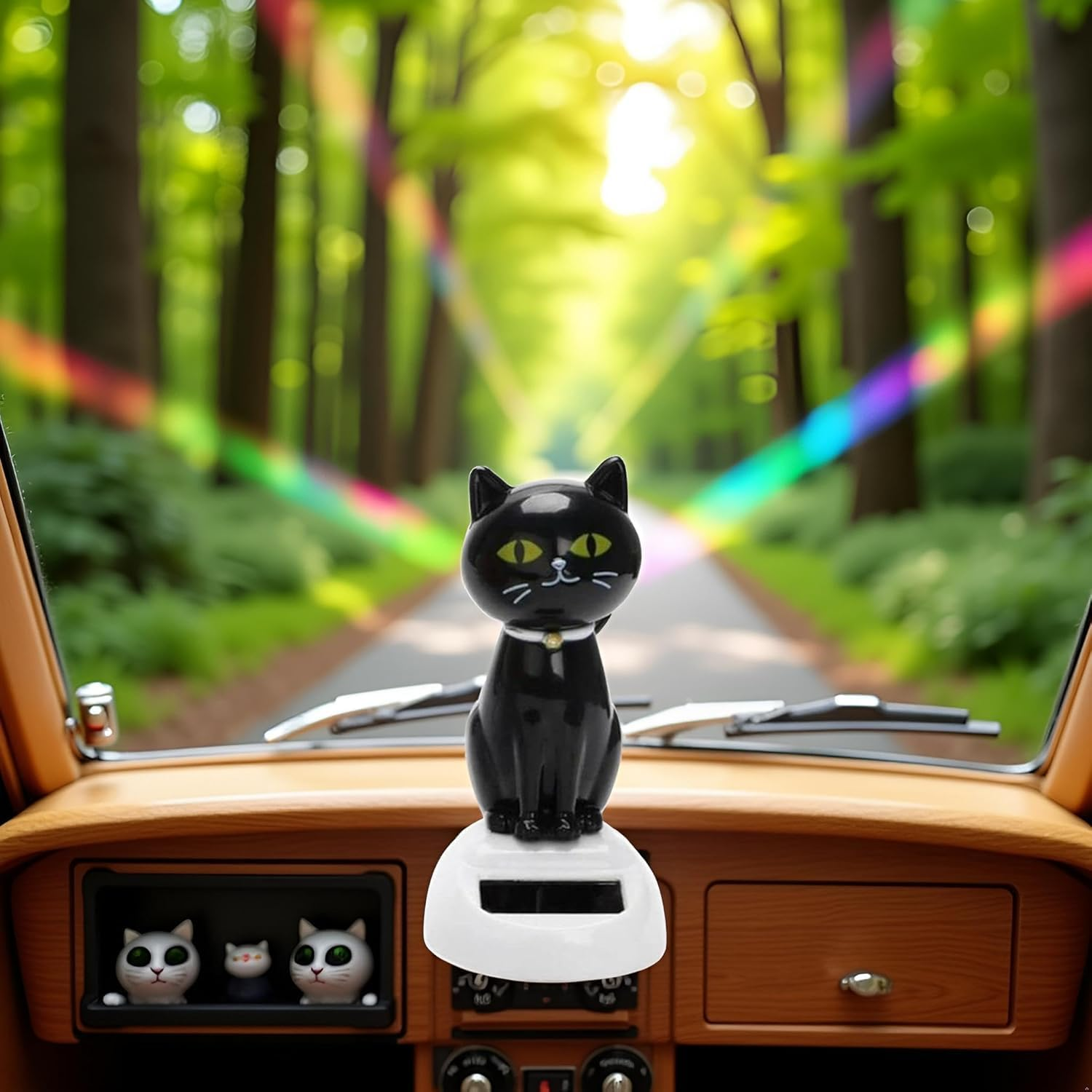 Solar Cat Toy Doll Dancing Cat Figure Car Ornament,Dancing Toys Ornaments Solar Powered Car Dashboard Interior Decoration Desktop Decor Gift Window Party Car Desk Home image number 2