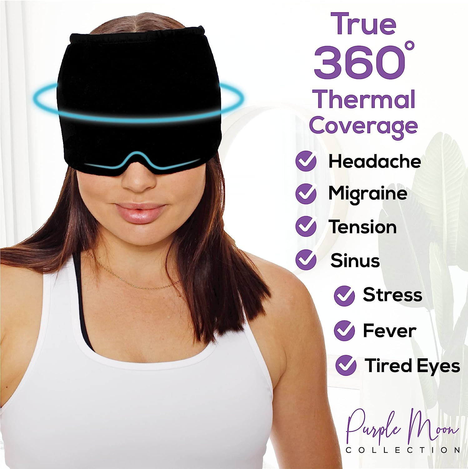 PMC Migraine Relief Cap &ndash; Completely Adjustable Headache Hat That Fits Any Body Part - Flexible Compression, Use Hot or Cold - Migraine Ice Head Wrap, Gel Infused Icepack That&rsquo;S Family Friendly image number 4