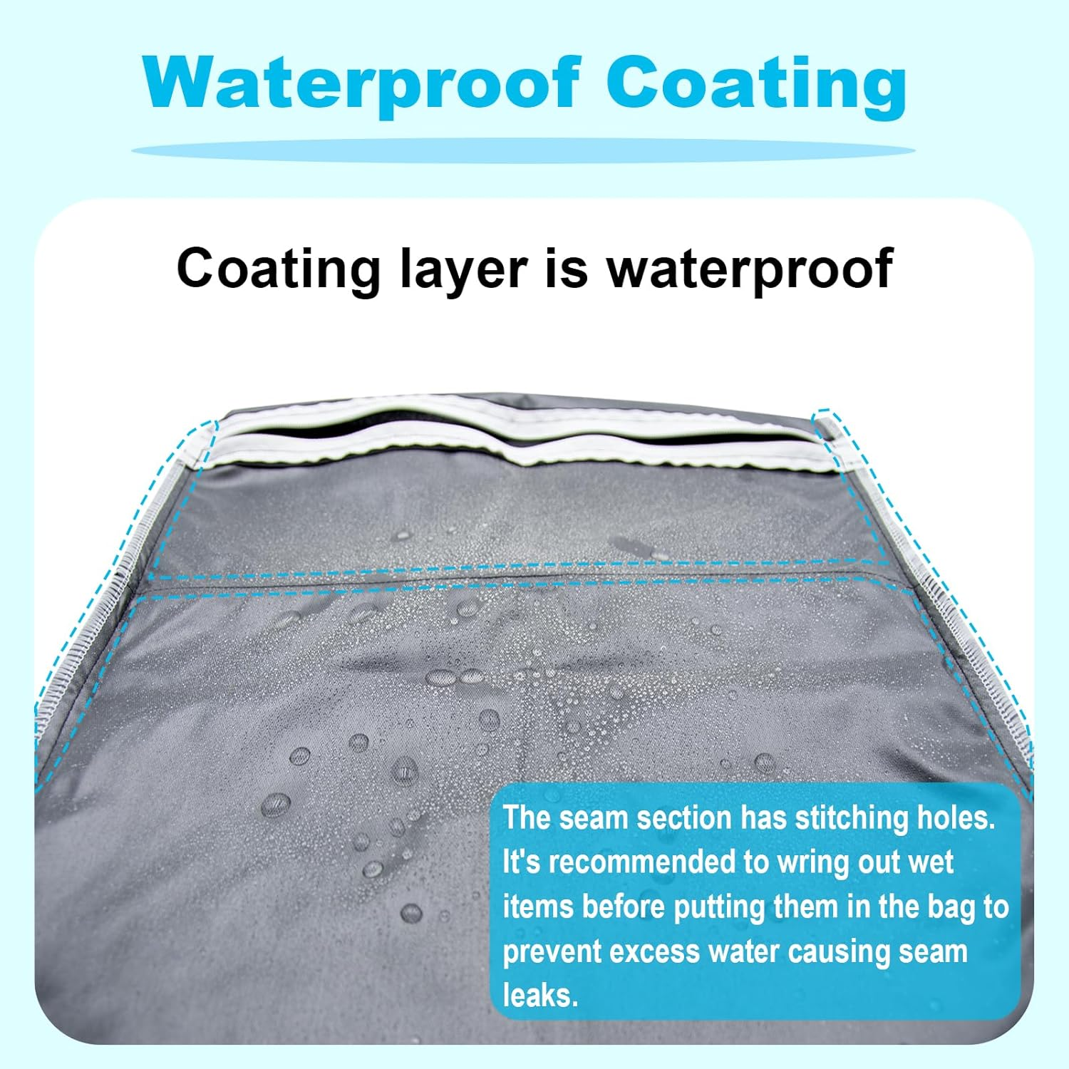 2 Pack Travel Laundry Bag with 2 Zippered Pockets & Handle 39 * 45Cm Water-Resistant Wet Dry Bags for Dirty Clothes, Gym, Swimming, Yoga, Bathing Suits (Black + Grey) - 1 Black + 1 Grey image number 6