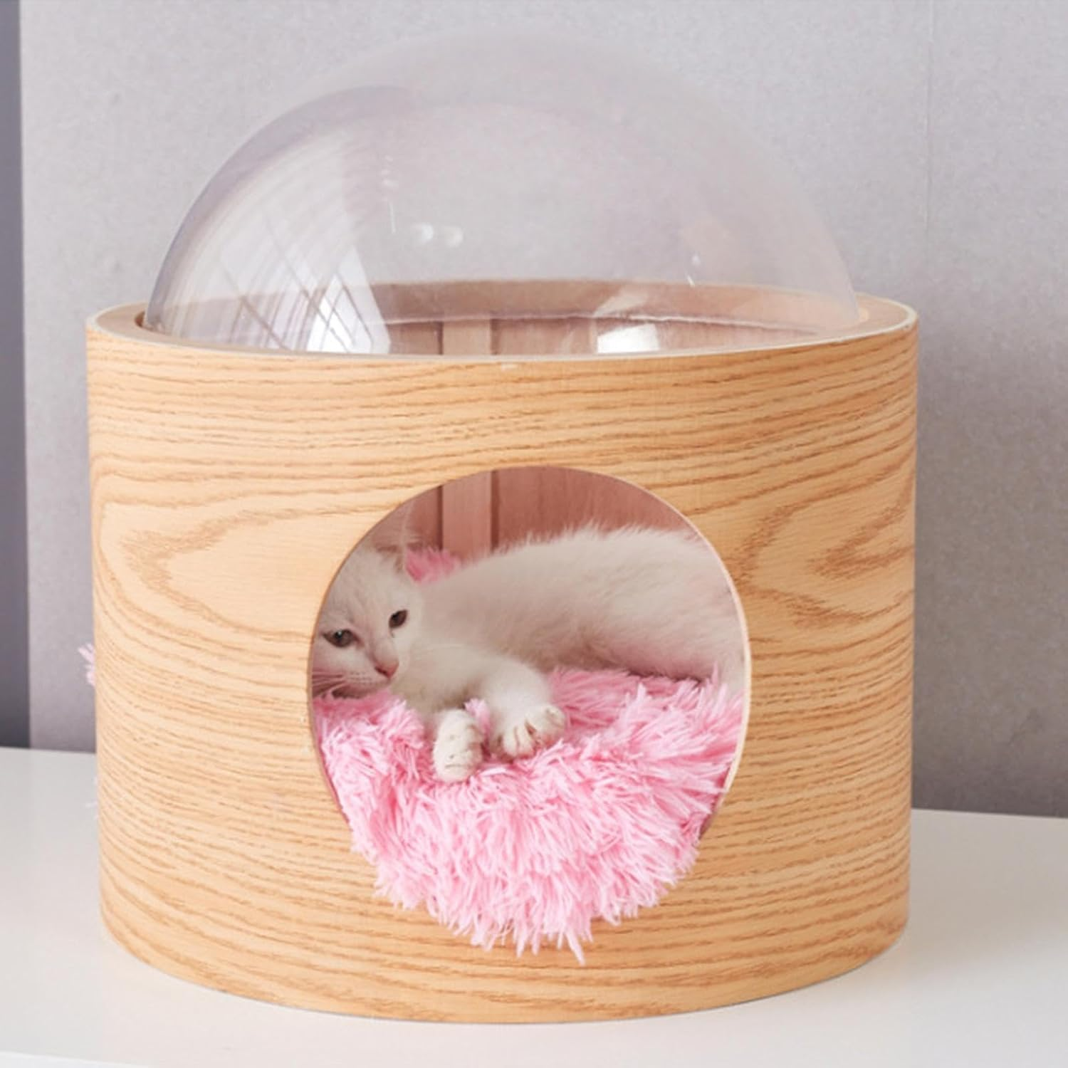 JISADER Space Clear Capsule Dome Cover Acrylic Bed, Transparent Replacement Furniture Nest for DIY Skylight Window Perch Cat Climbing Frame Hammock, 40Cm image number 3