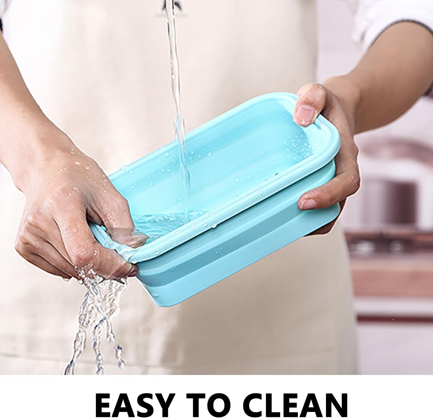 Collapsible Silicone Food Storage Container Set of 4,BPA Free,Leftover Meal Box for Kitchen,Bento Lunch Boxes - Microwave, Freezer and Dishwasher Safe. for Outdoor Camping, Hiking, Picnic image number 5