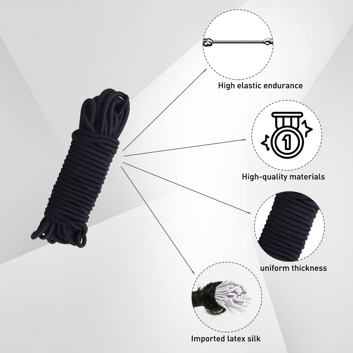 Fantasyon 4Mm Black Elastic Cord - 10M Stretchy Bungee Cord for Tent Poles, Backpack, DIY Projects image number 5