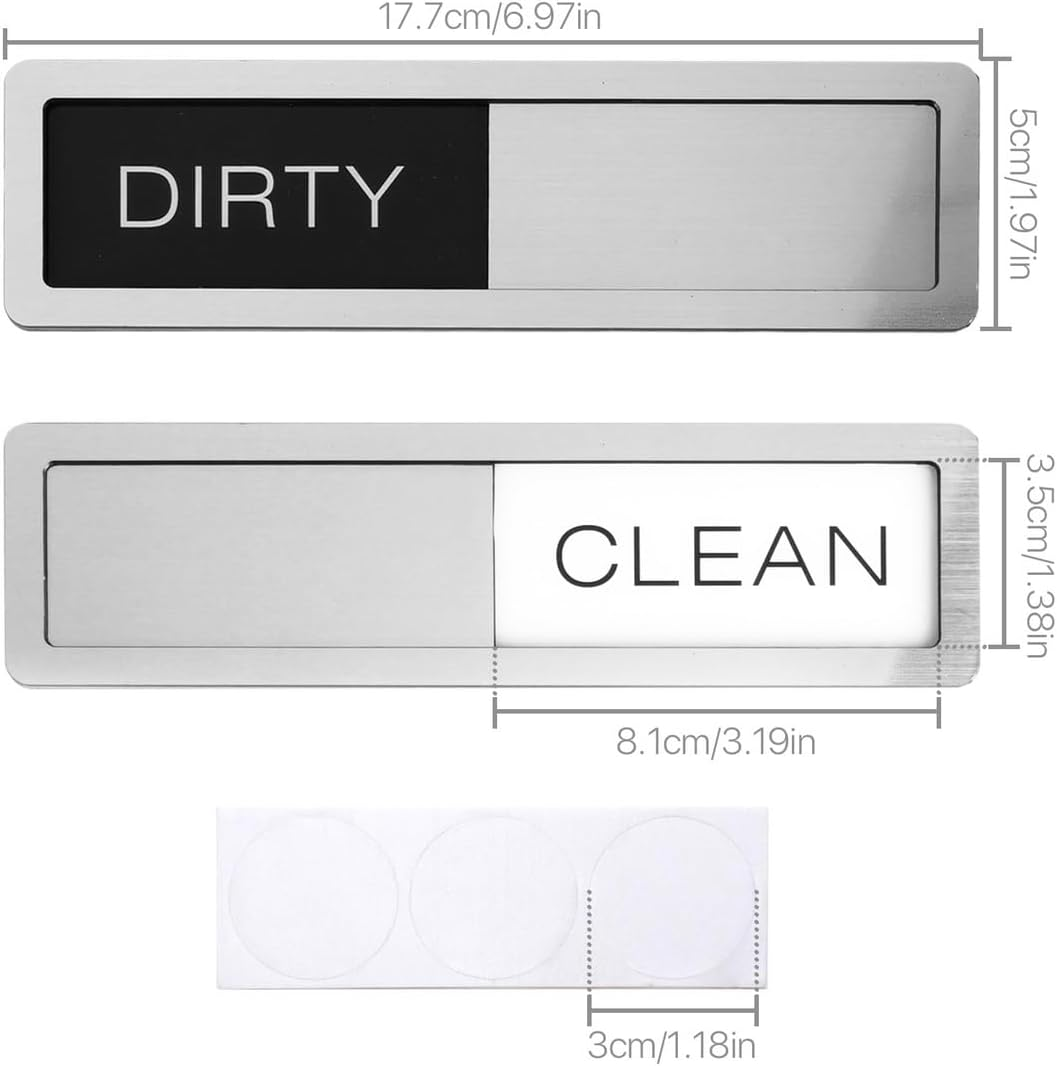 VOSO Dishwasher Magnet Clean Dirty Sign, Non-Scratch Strong Magnetic Backing, Double-Sided Adhesives Stickers Included, Sliding Dishwasher Indicator Suitable for Kitchen Dishwashers image number 2