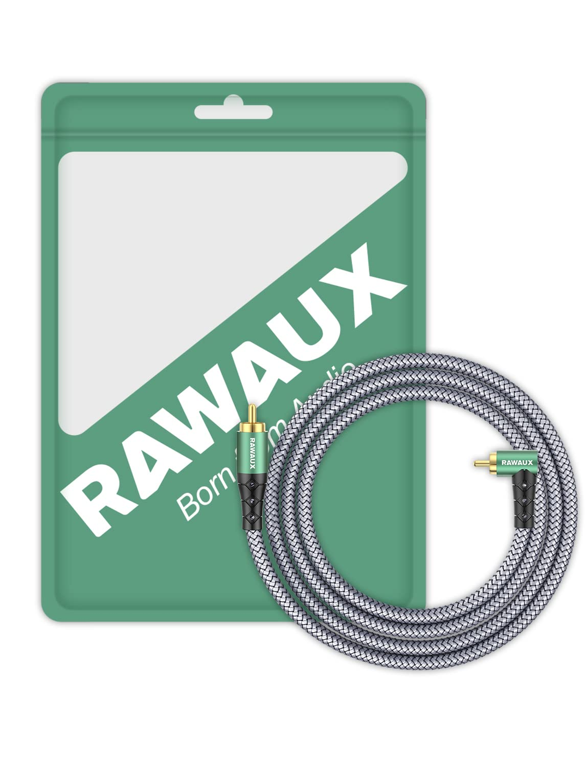 RAWAUX 90 Degree Angled RCA Audio Cable - 2M, Right Angle Subwoofer Cable for Amplifier, Speaker, Soundbar, Home Cinema and Hifi Systems image number 2