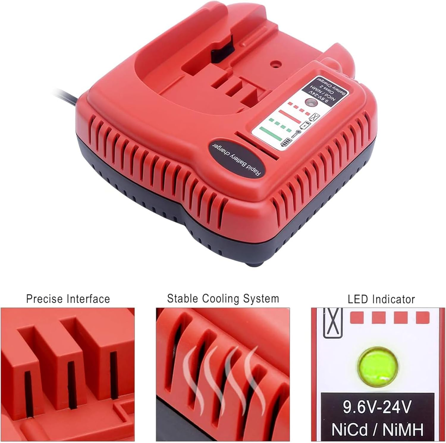 BDCCN24 Multi-Volt Battery Charger,Compatible with Black and Decker 18V 14.4V 12V 9.6V 24V Nicd Nimh Battery HPB18 HPB18-OPE HPB14 HPB12 HPB96 Hpb24,Ni-Mh-Ni-Cd Fast Charger image number 2