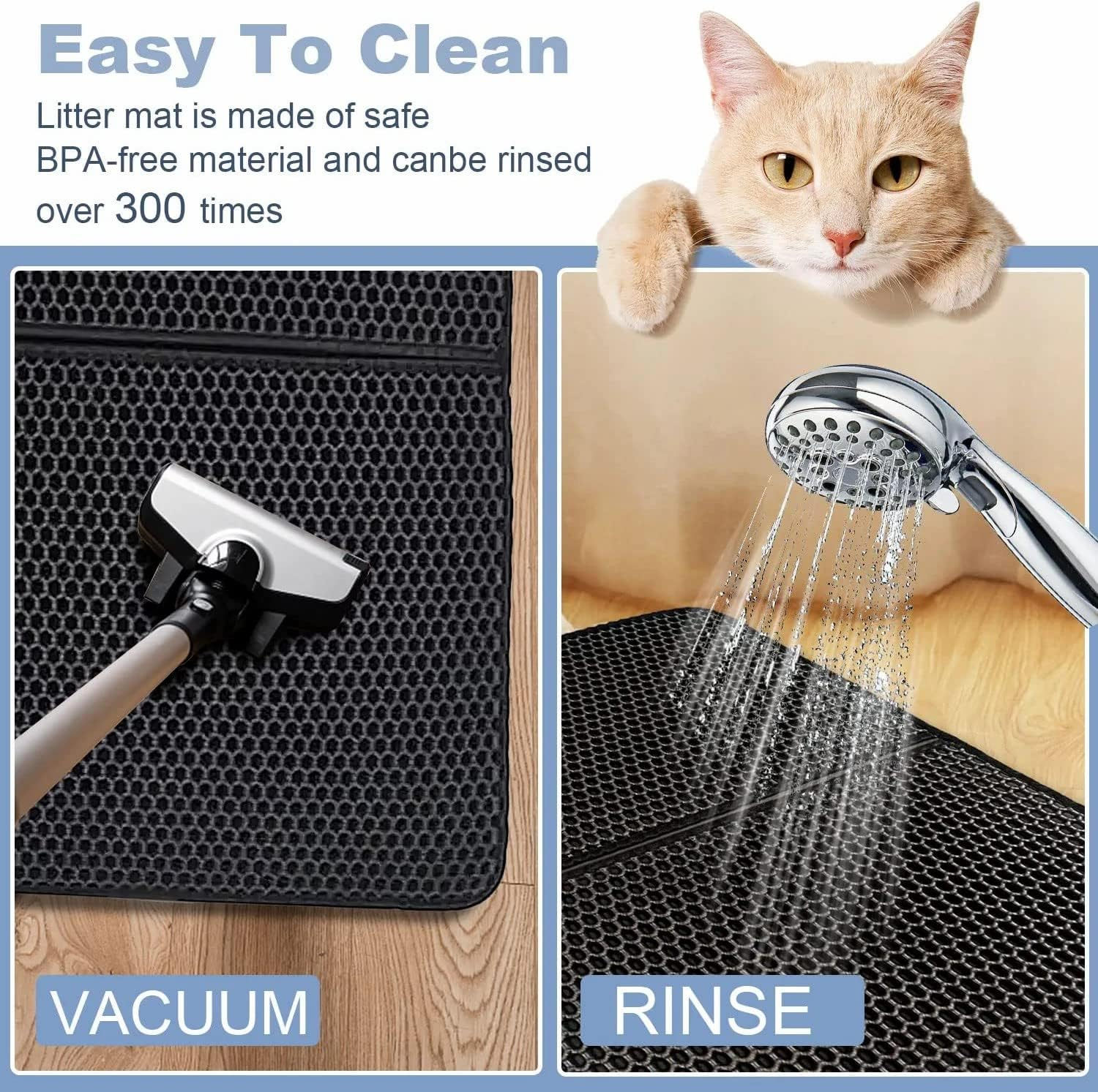 Cat Litter Mat,55 * 75Cm Double Layer,Honeycomb Double Layer Trapping Litter Mat Design,Waterproof Urine Proof Kitty Litter Mat Large Size Easy Clean Scatter Control image number 5