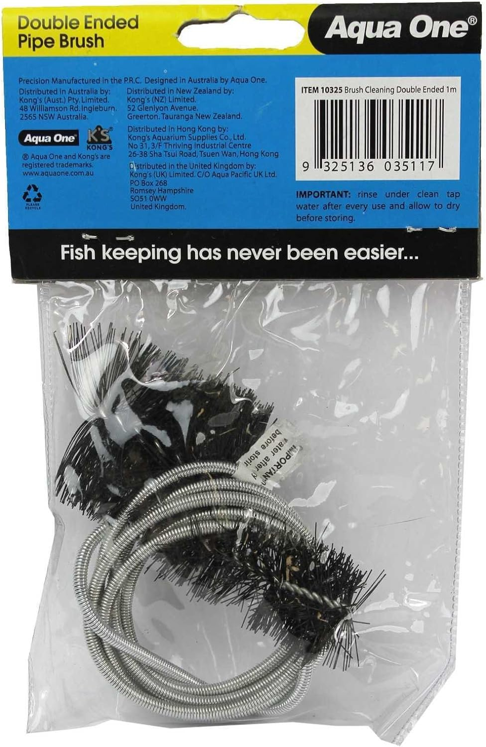 Aquarium Brush Cleaning Double Ended Pipe Brush 1M 10325 Fish Tank Aqua One image number 1