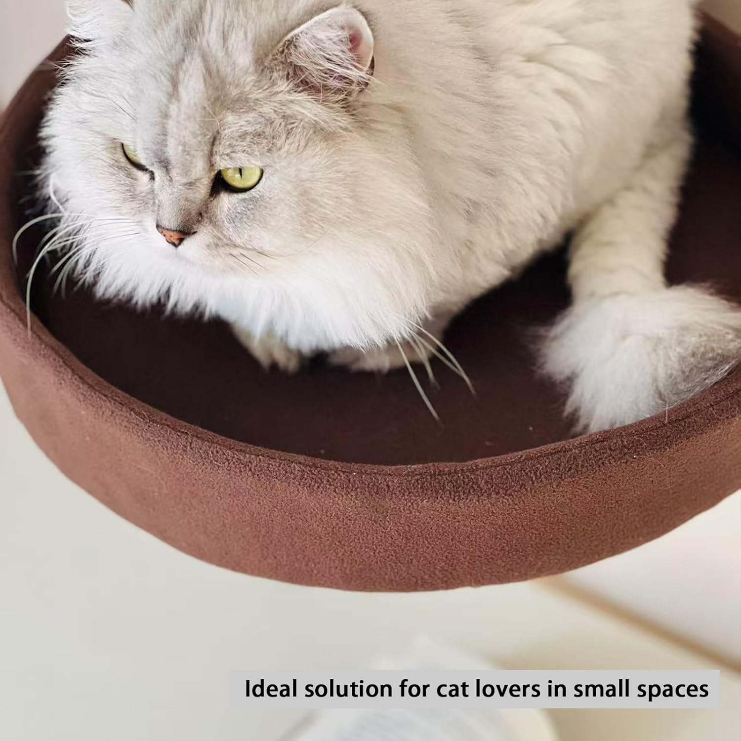 Cat Desk Bed - 360&deg; Rotating & Adjustable, Cat Hammock for Home Office，Comfortable Soft Pet Nest Bed, Modern Unique Kitten Furniture Attachment，Bracket Pet Furniture Light Gray White Stand image number 6