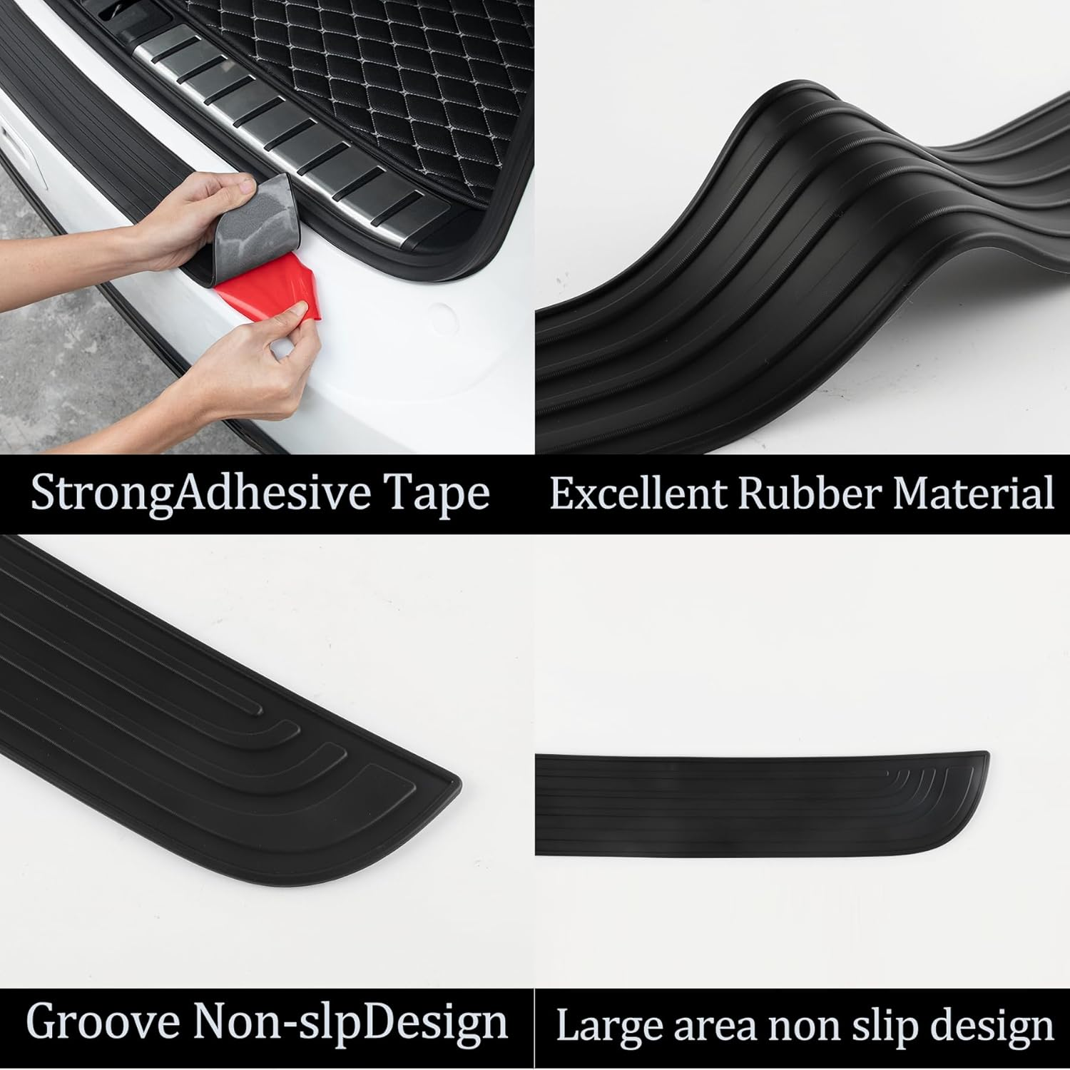 SINGARO Car Rear Bumper Protector, 35.5Inch X2.75Inch Car/Suv Universal Rubber Anti-Scratch Trunk Exterior Accessories（Black） image number 6