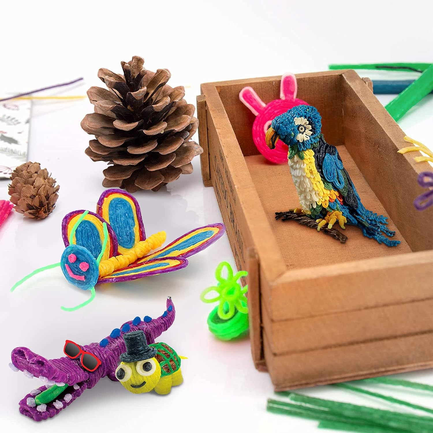 500 Pcs Craft Sticks for Kids, 13 Colors Wax String, Reusable Molding Sculpting Sticks, Bendable Sticky Wax Yarn Sticks for DIY School Project, Fun Toy Art & Crafts Activity for Travel Home