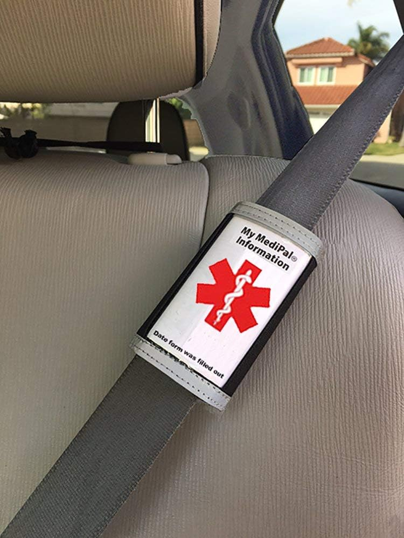 Epilepsy Alert Medical ID Seatbelt Tag- List Seizure Type, Triggers, Best Response, Meds, Contacts, Allergies, Diet and More
