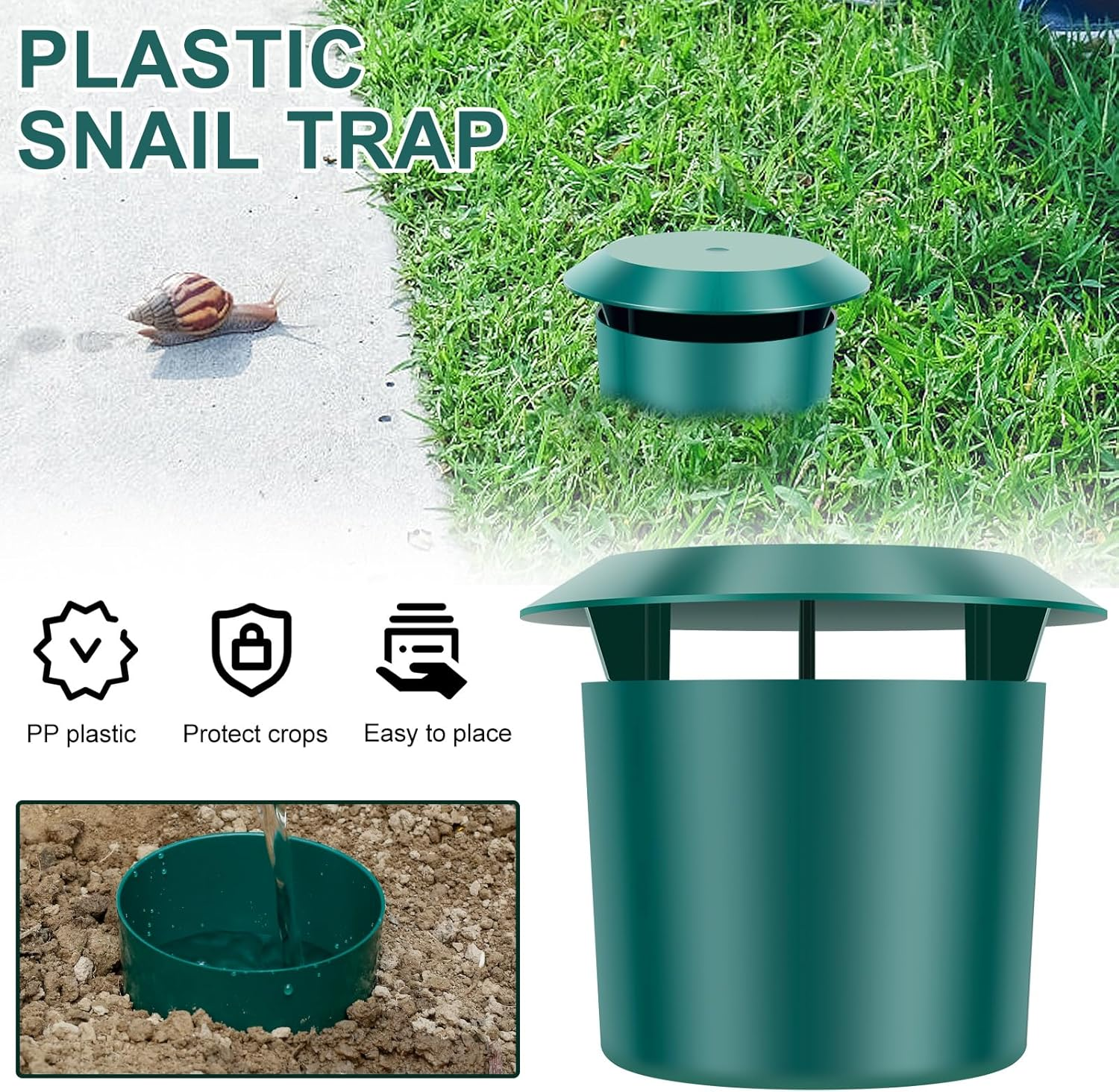 Beer Slug Snail Traps Kit, Portable Easy to Use Catching Slug House, Versatile Safe Plastic Snail Trapper, Growing Protection, for Snails and Slugs Snails Catcher image number 4