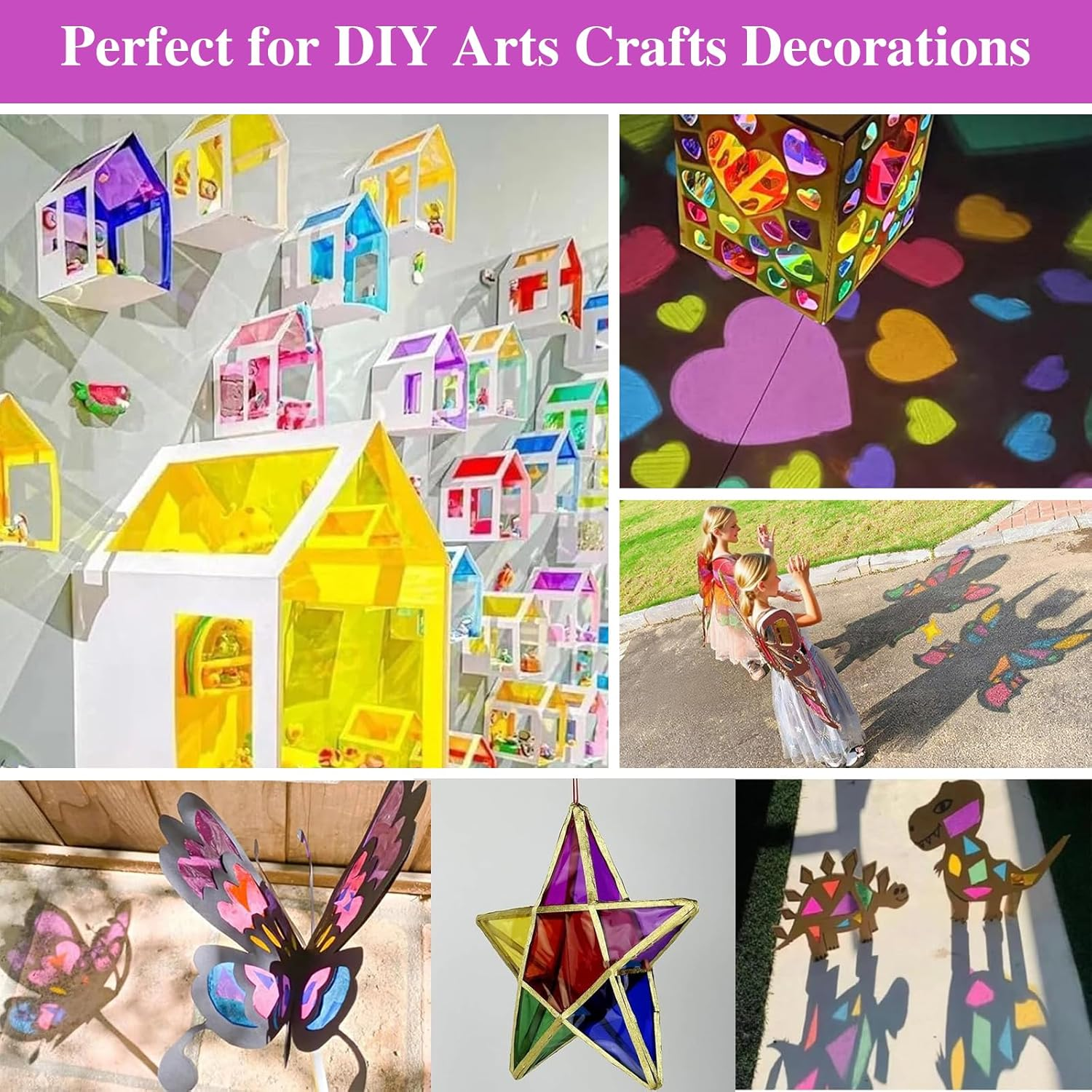 Colourful Cellophane Sheets,Haakhui 160Pcs DIY Crafts Decorations Transparent Wrapping Paper for Candy and Gifts, Good for Christmas Birthday New Year Party Deco image number 1