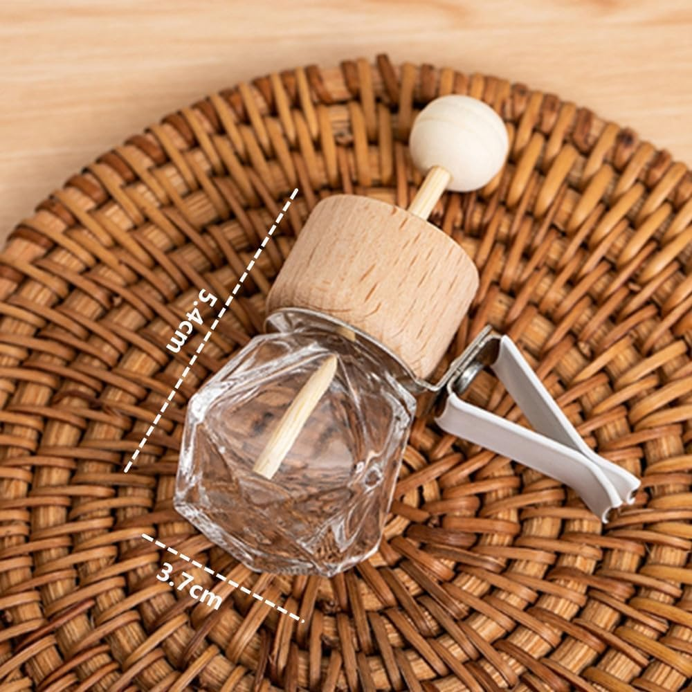 SHUNYUNG Car Diffuser Air Freshener Bottle, 6Pcs Car Perfume Empty Bottles, Diffuser Bottles with Wooden Cap for Essential Oils image number 1