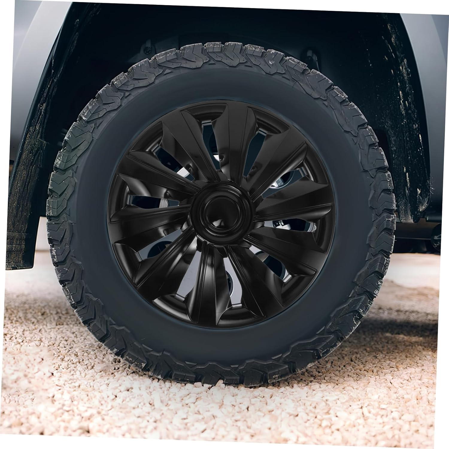 ASAKKURA Truck Wheel Hub Cover Black Hubcaps Universal Wheel Rim Cover for Car Exterior Accessories Sturdy Snap Design for SUV Auto Protection and Style image number 2