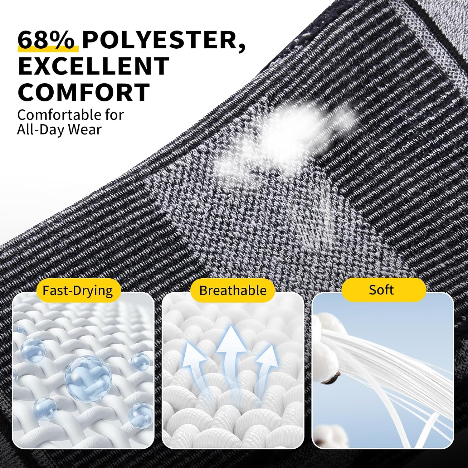 CAMBIVO Knee Brace for Women and Men with Side Stabilizer 2 Pack, Lightweight Knee Compression Sleeves for Knee Pain Relief, Knee Sleeves for Running, Workout and Daily Activities (Gray, Medium) image number 6