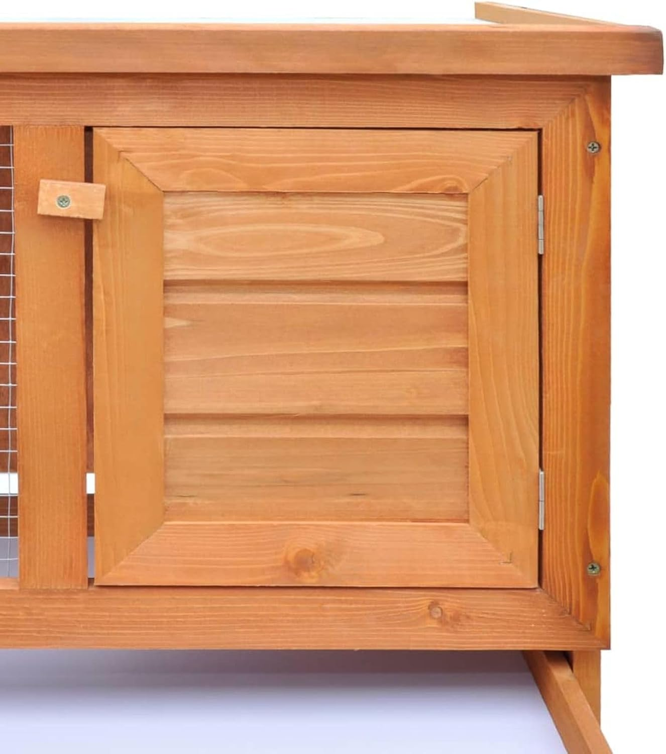 Elevated Wooden Rabbit Hutch, Indoor/Outdoor Bunny Cage with Weatherproof Green Asphalt Roof,Slide Bolt Latch and Removable Tray for Rubbit,Guinea Pig,Hamster (Wood, 90L X 45W X 65H) image number 2