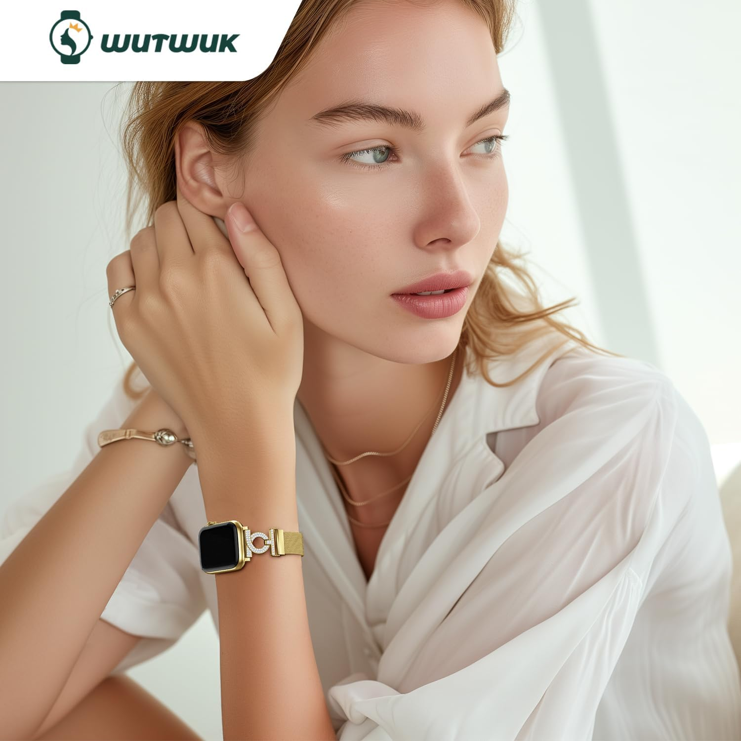 Wutwuk Compatible with Apple Watch Band 49Mm 46Mm 45Mm 44Mm 42Mm(Series 3 2 1) Ladies Mlanniese Loop Bands for Iwatch Series 11 10 9 8 7 6 5 4 3 2 1 SE Ultra Women with Magnetically Absorbent Clasp image number 4