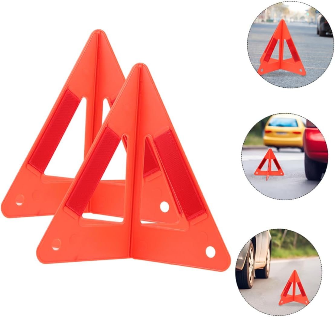 Hohopeti 3Pcs Foldable Emergency Triangles Vehicle Accessories Roadside Reflective Warning Signs Road Safety Kit for Breakdown and Parking Safety image number 2