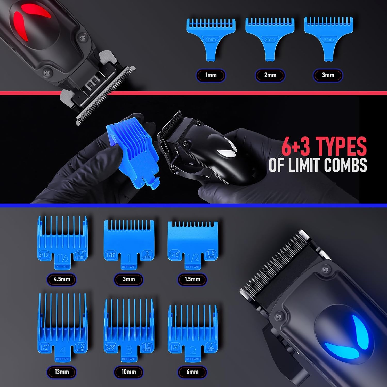 SUPRENT Professional Hair Clippers for Men &ndash; Cordless Hair Cutting Kit, Electric Clippers & Trimmer Combo Set, Rechargeable Haircut Kit for Barber & Home Use, 7500 RPM Motor image number 6
