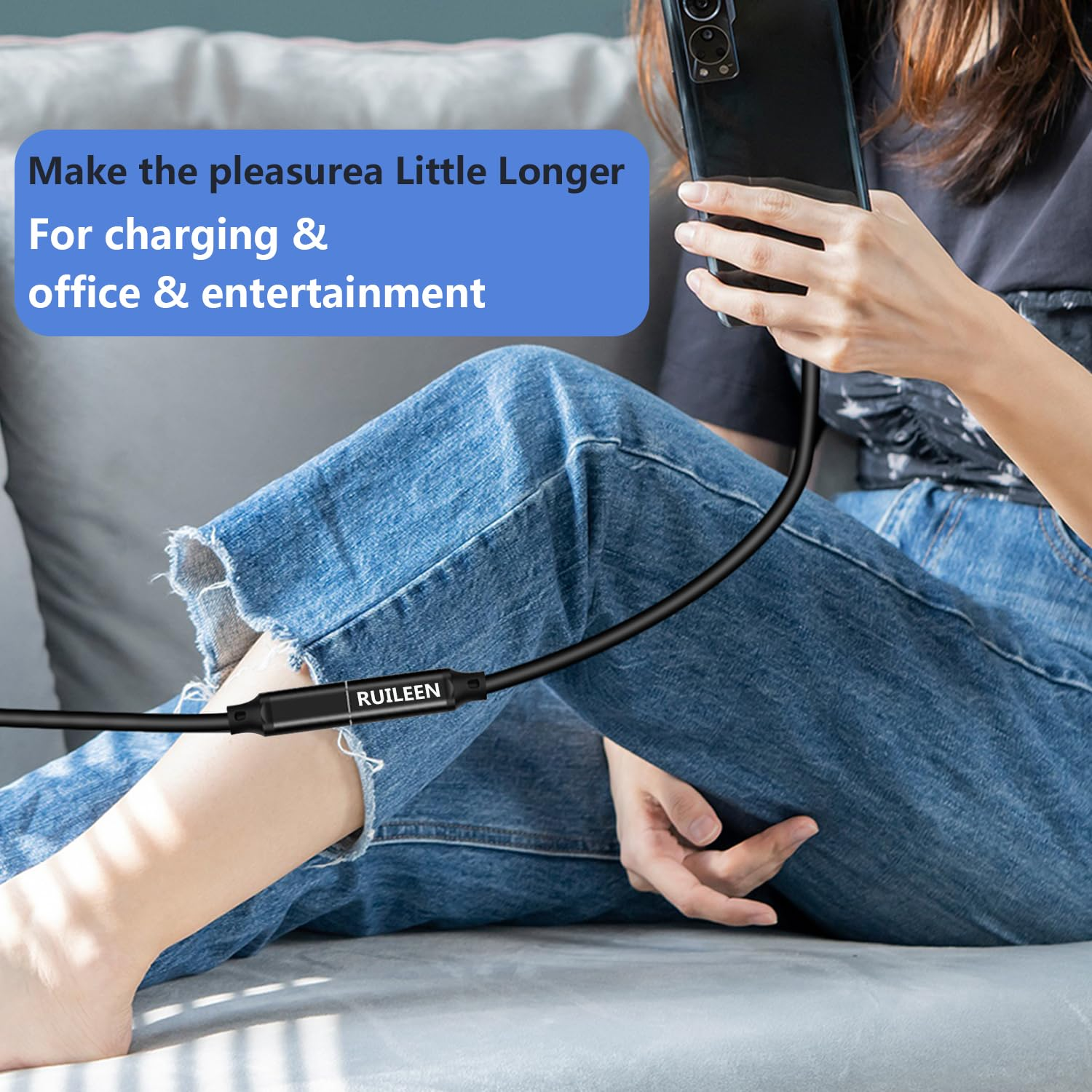 USB C Extension Cable 2 M, 20Gbps/240W/4K@60Hz USB C Extender Male to Female Type C USB 3.2 Gen 2 Charging/Data Sync Cord Braided Nylon for Macbook Air/Pro, PSVR2, Portable Monitor, Hub, Phone image number 3