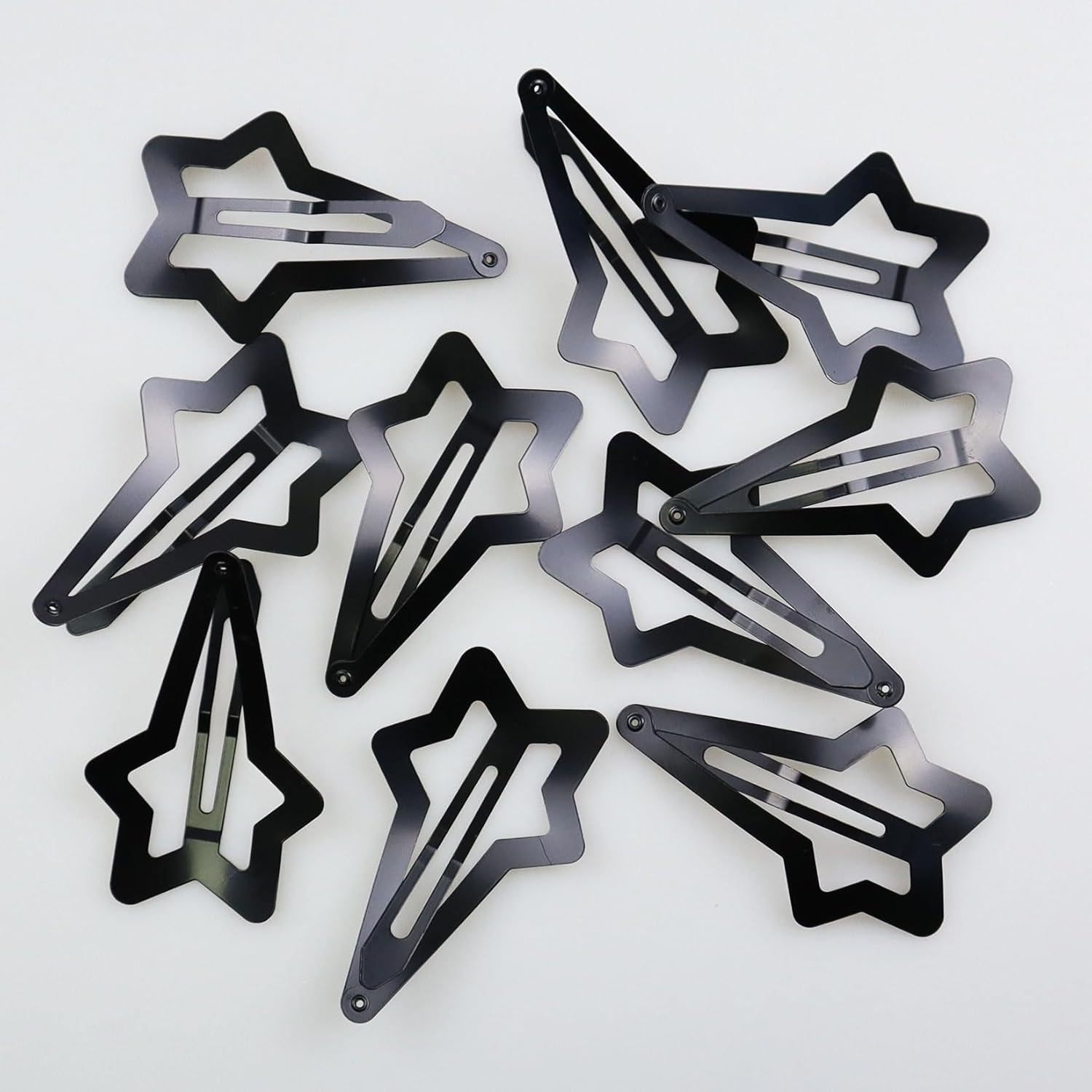 Hair Clips Girls Pack of 10 6.7 Cm Large Snap Hair Clips Hair Clips Metal Hair Clips Black Hair Clips Hair Accessories Hair Clip for Girls, Men and Women, Star Shaped image number 6