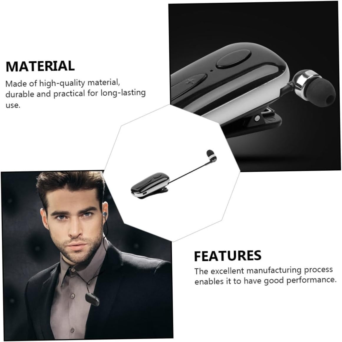 Gadpiparty Headset Retractable Wireless Earphone Clip for Sports Lightweight Design for Running Gym Use Sound Quality image number 1