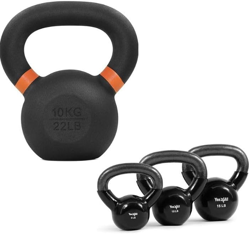Yes4All Kettlebell Set of Vinyl, Cast Iron, Powder Coated Kettlebell, Variety of Weights for Strength Training Kettlebell