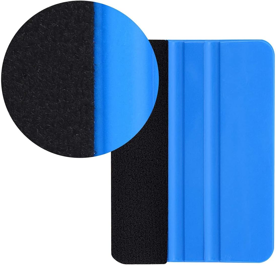 YAZZT 3PCS Felt Vinyl Squeegee Tools Graphic Decal Wrapping Car Film Wrap Wallpaper Window Tint Film Install Craft Scraper Squeegee with Black Fabric Felt Edge for Adhesive Sheet Film HTV Vinyl Craft