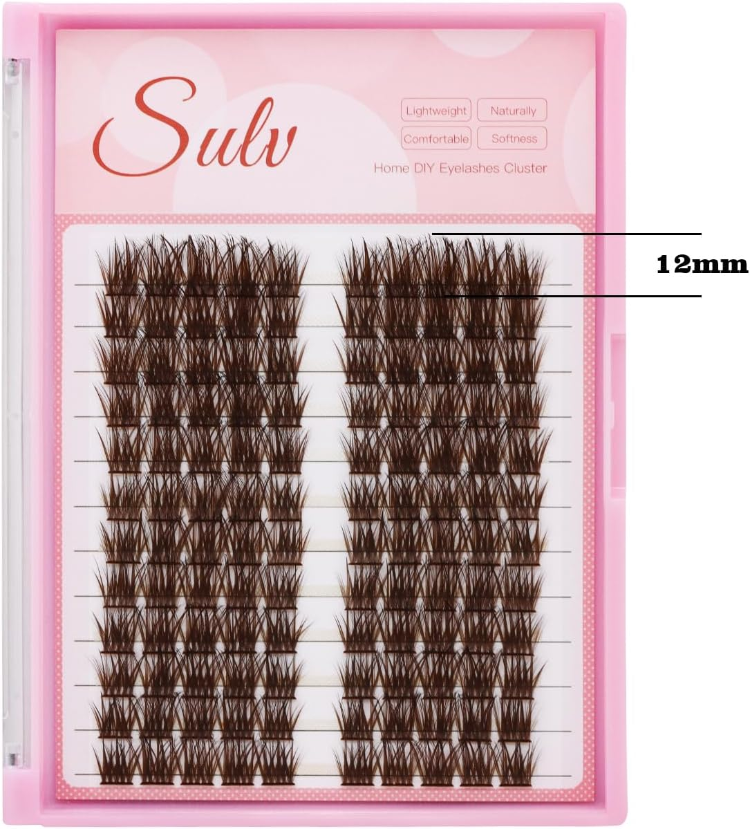 &rarr;SULV Color Brown Flase Eyelash Wave Shaped Eyelash Clusters Thickness 0.07Mm Soft and Lightweight Eyelash Extensions Dramatic Lashes Individual False Eyelash D Curl Eye Lash (Brown, 12Mm) image number 2