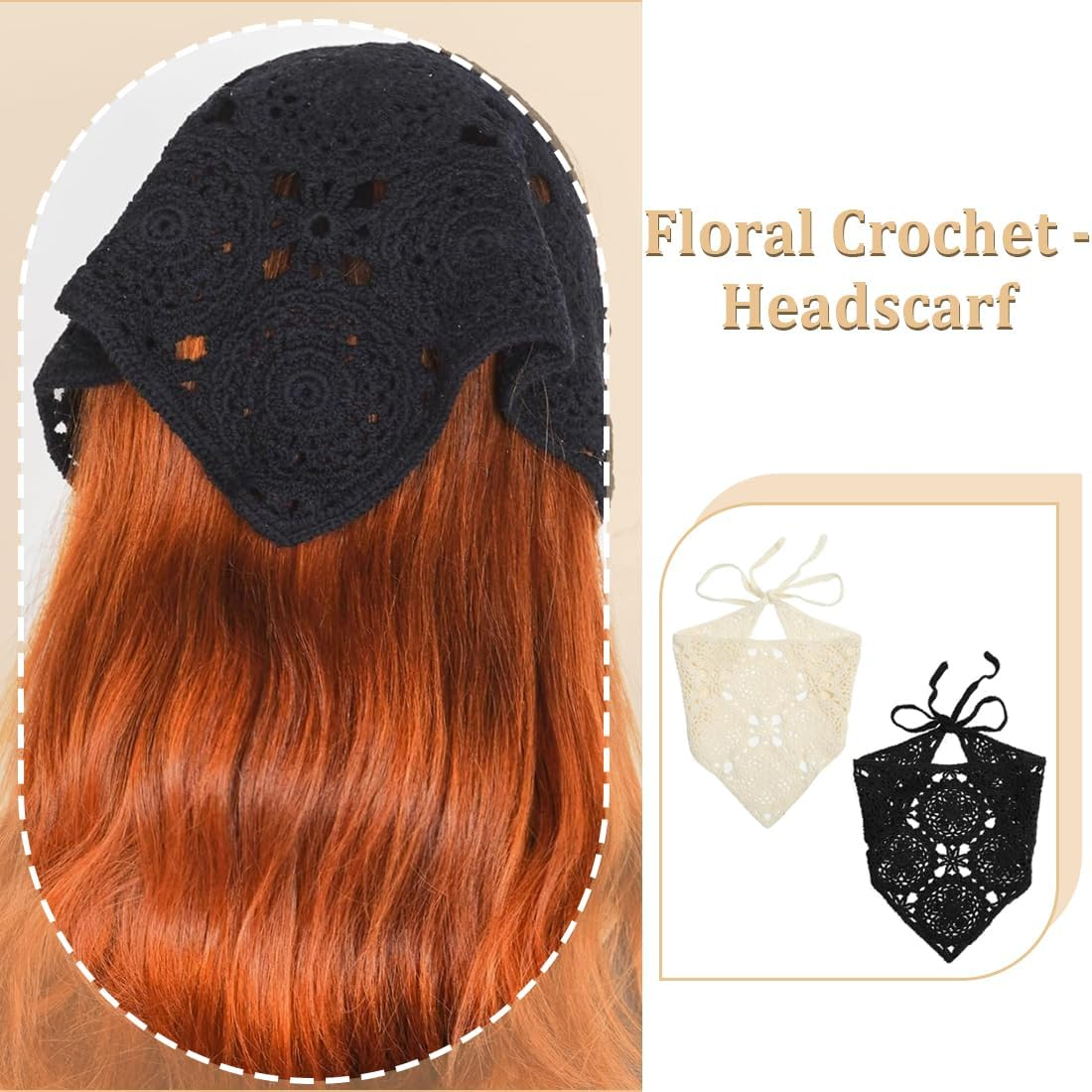 Pack of 2 Women'S Boho Headbands Triangle Headscarves Bandanas Turban Tie Hair Bands Elastic Hair Scarf Headwear Women Summer image number 2