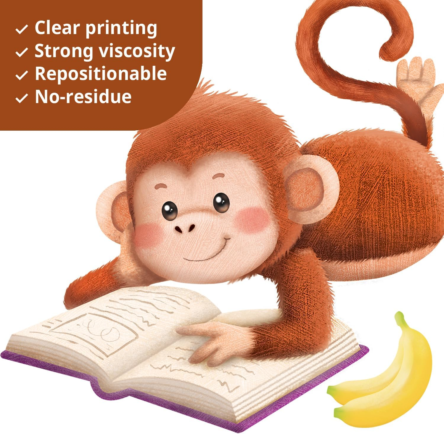 DECOWALL SG2-2402 Books with Reading Monkey Wall Stickers Book Inspirational Decals Baby Library Playroom Nursery School Classroom Animals Decals Removable image number 3