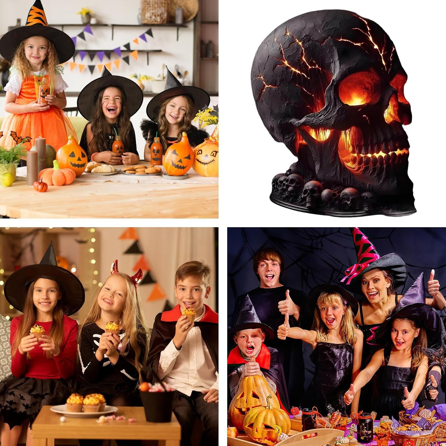 FVPKYUR Skull Light, Skull Flame Light Desk Lamp Halloween Decoration, Gothic Party Decoration for Holidays Indoor Outdoor Living Room Kitchen Garden image number 3