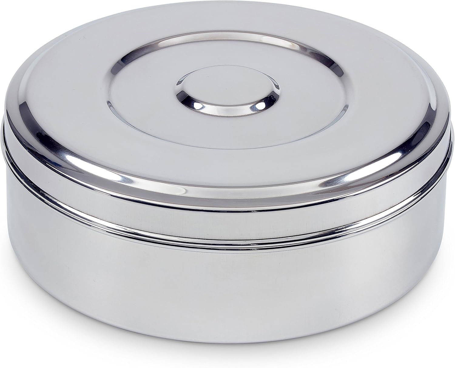 7116 Spice Box/Masala Dabba with 7 Comparments and 2 Stainless Steel Lid, 22 Cm, Silver - 22 Cm, Transparent Lid image number 7