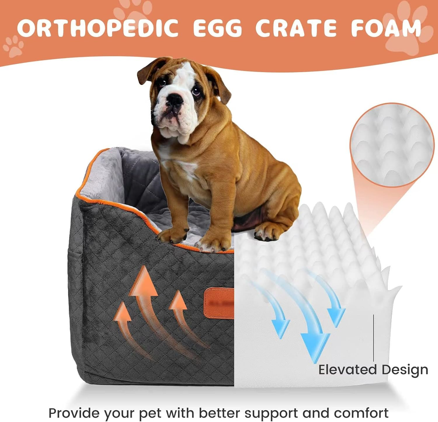 Memory Foam Pet Booster Seat with Washable Cover - Elevated, Anti-Slip for Small Dogs up to 35Lbs, Seat Belt, Storage, Blankets image number 1