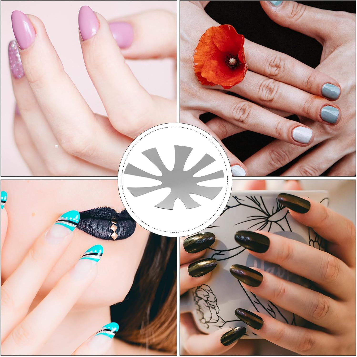 Gatuida 3Pcs Acrylic Nail Trimmer Plates Nail Shaping Cutter Templates Silver French Manicure Steel Modules for DIY Art and Thick Care image number 5