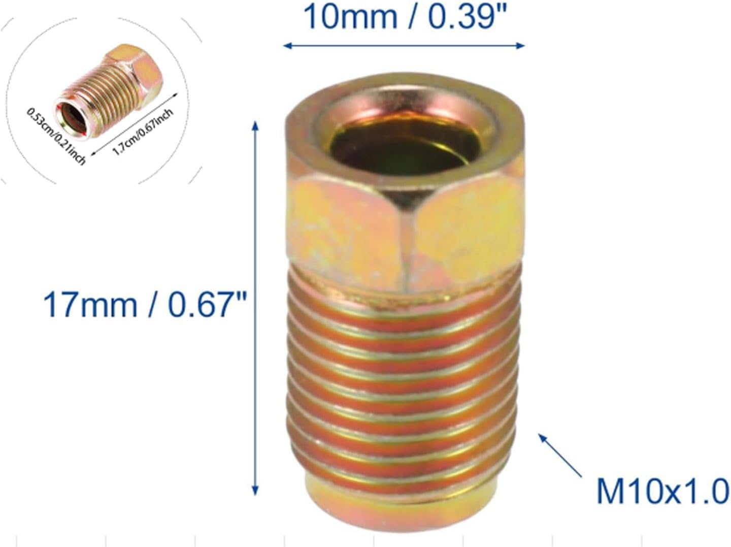 20 Pcs Brake Line Nuts Fittings, M10 X 1Mm Universal Rustproof Metric Invert Flares Fittings for 3.16 Inch Brake Line Tube image number 3