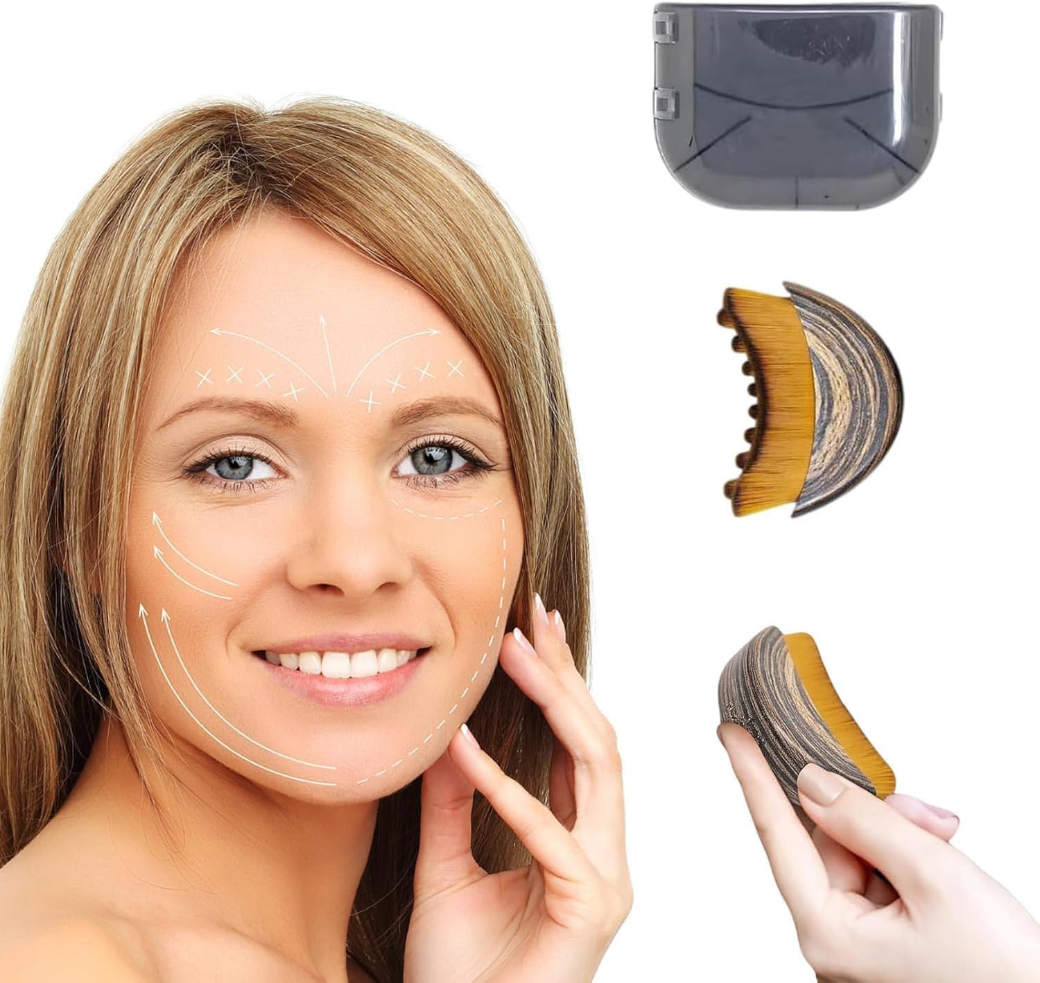 IKEEPVOX Lymphatic Contour Face Brush &ndash; Face Massager for Lymphatic Drainage & Contouring | Ergonomic Design for Precise Fit, Puffiness Relief & Fatigue Recovery (Bring Storage Case)​ image number 3