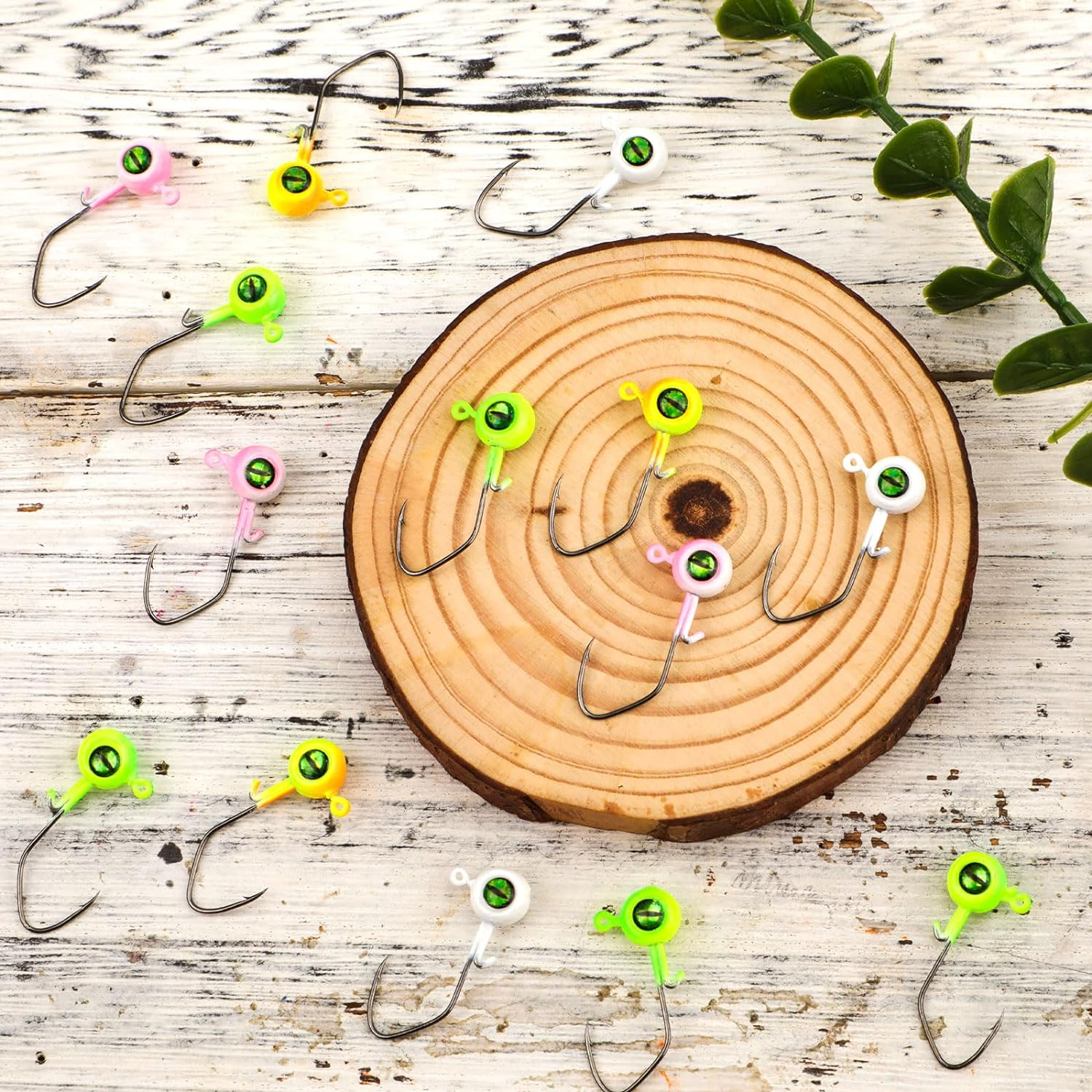 40Pcs Crappie Jig Heads, Fishing Jig Head Hooks Lure with 3D Eyes Swimbait Head 1/16Oz for Crappie Bass Fishing Accessories Men image number 6